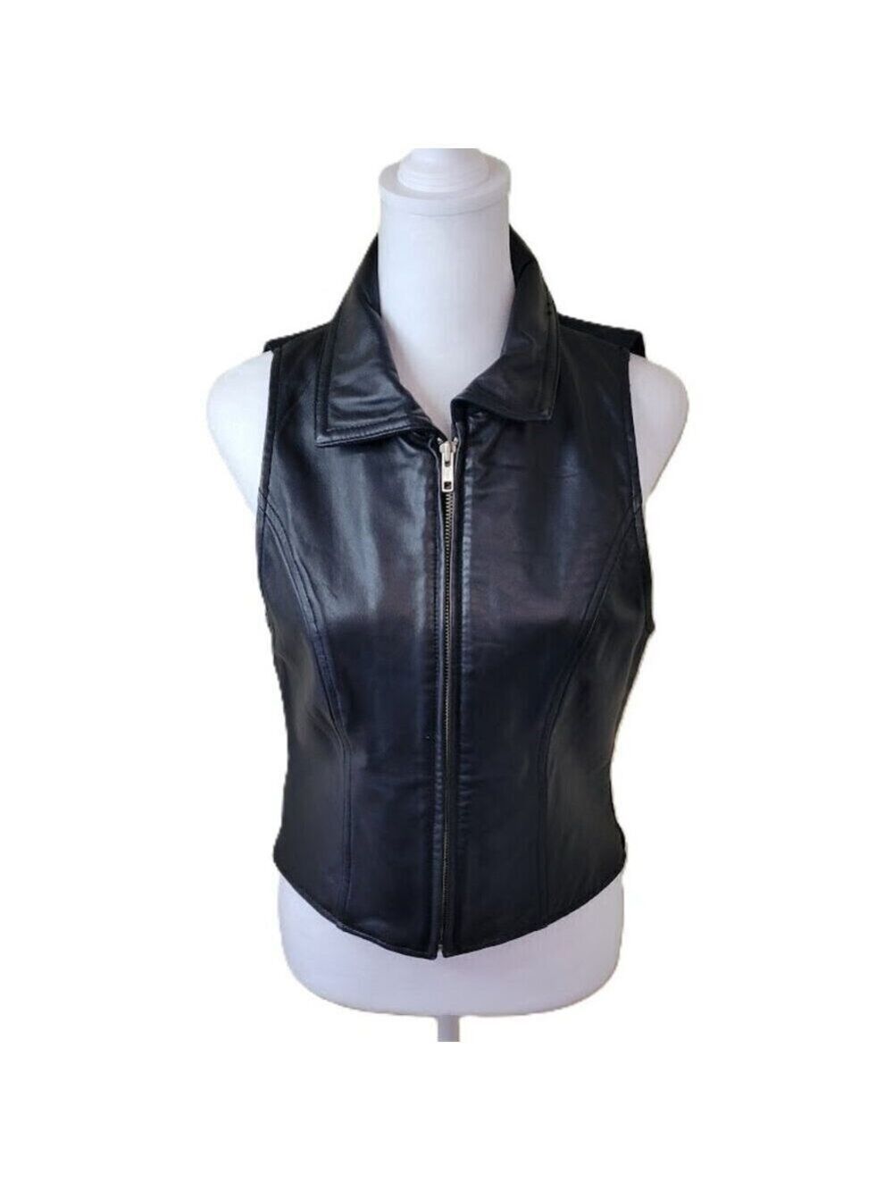 Vintage Limited America Leather Black Vest Women's Size Small